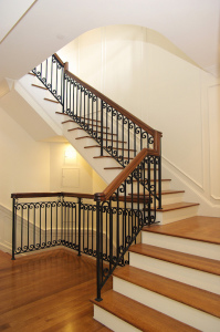 Stairway Collection - Contemporary Wood and Wrought Iron Stairway