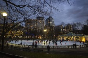 Winter Activities in Boston: Frog Pond at night